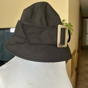 Baroness Ashley Black Rain Bucket Hat With wide Buckle